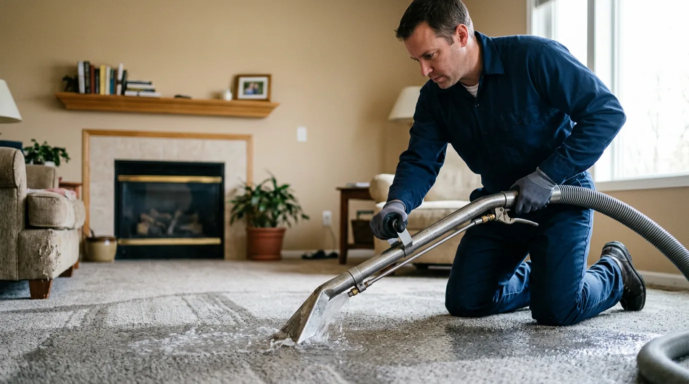 Water damage restoration technician working near Wells, MN